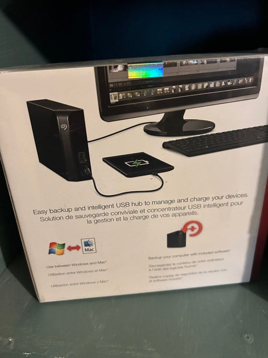 Black Seagate NIB 6TB Seagate Back Up Plus Hub, 14"x12"x4"