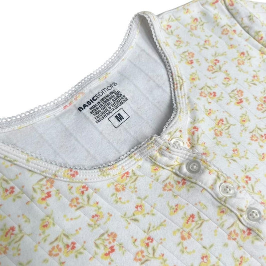 Yellow Henley Floral Tee, M