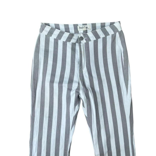 Gray Striped Bellbottom Pants, S
