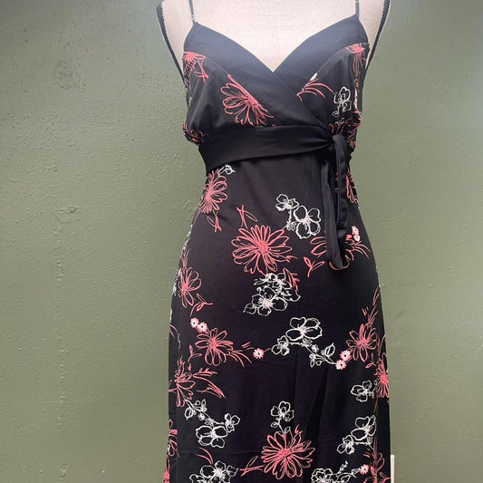Y2K Black/Pink Floral Dress, M