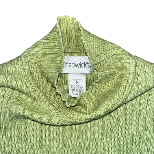 Green Ribbed Sleeveless Turtleneck, M