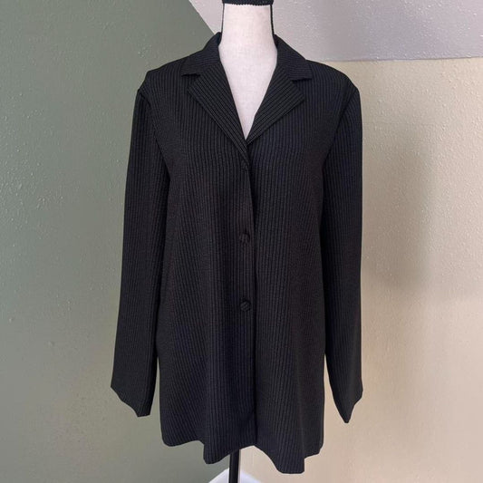 Black Pinstripe Blazer Top, M/L