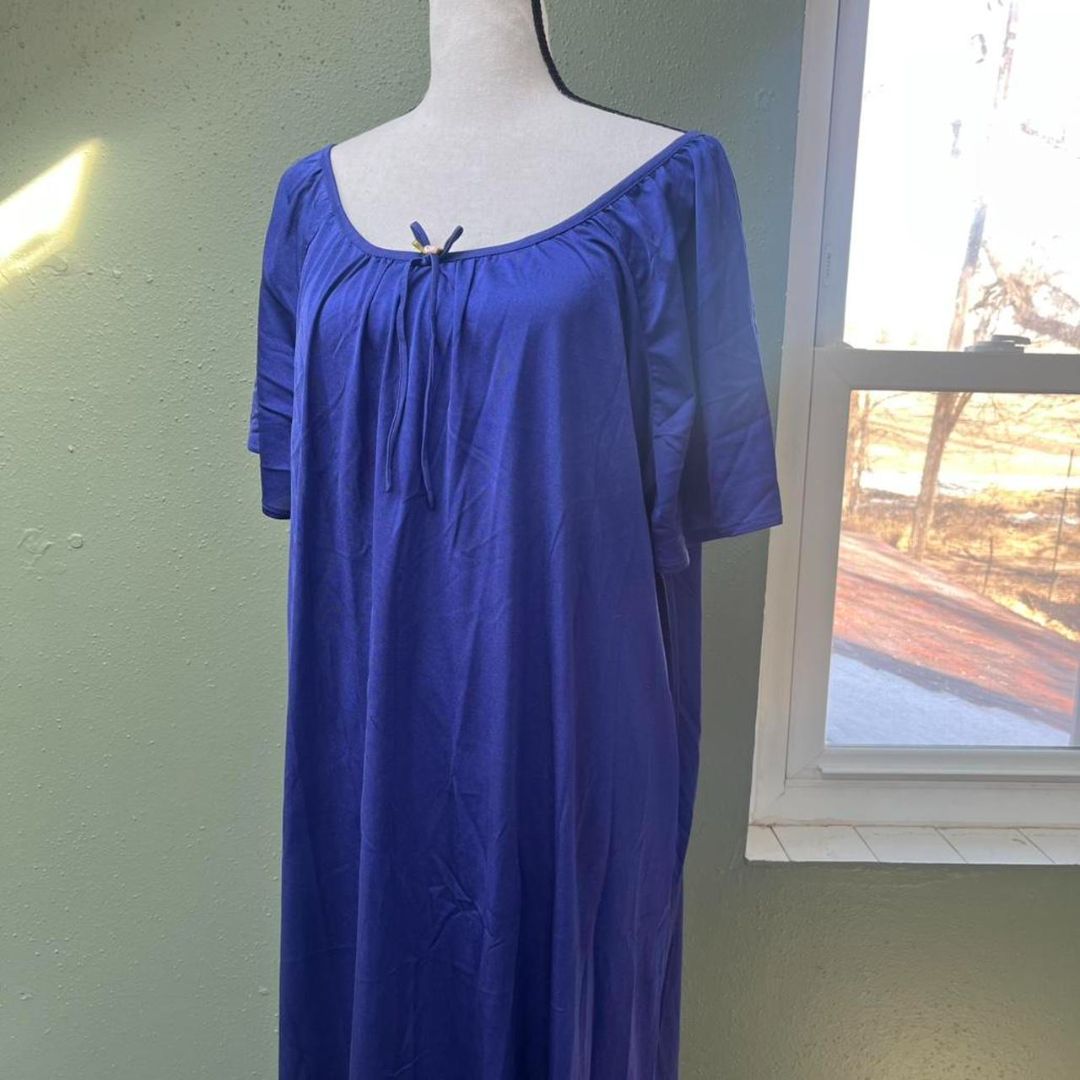 Blue Satin Nightgown, L-XXL