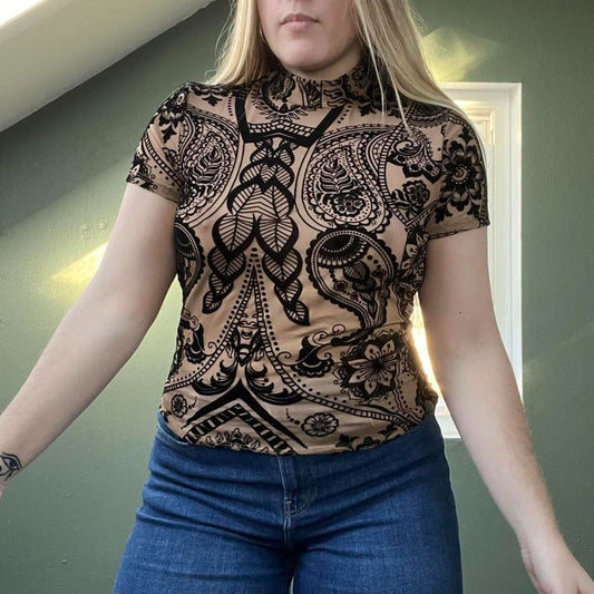 Mesh Paisley Tee, L