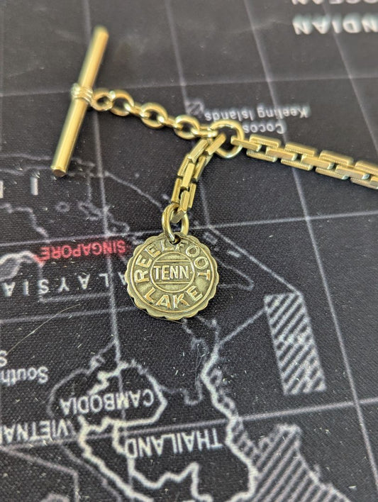 13" Pocket Watch chain, fob, and knife - Gold filled