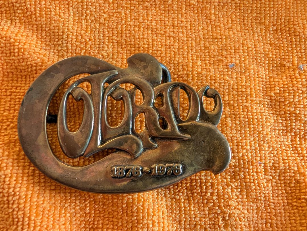 Brass Colorado centennial belt buckle
