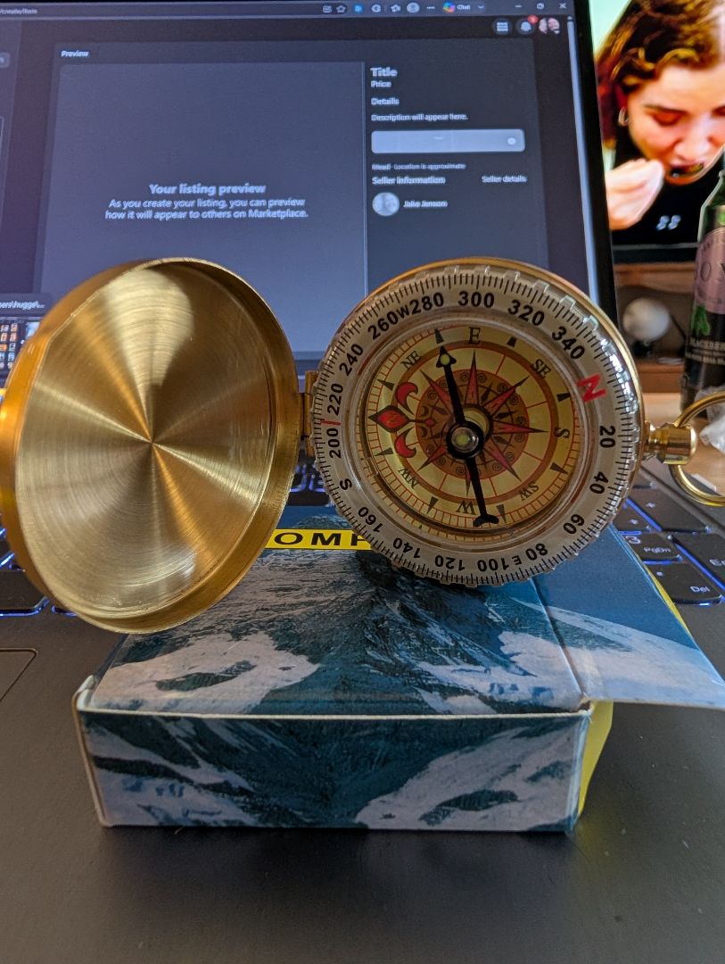 New Brass compass with dust cover