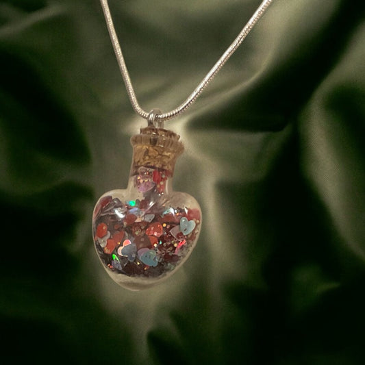 Red and Silver Handmade Heart Necklace