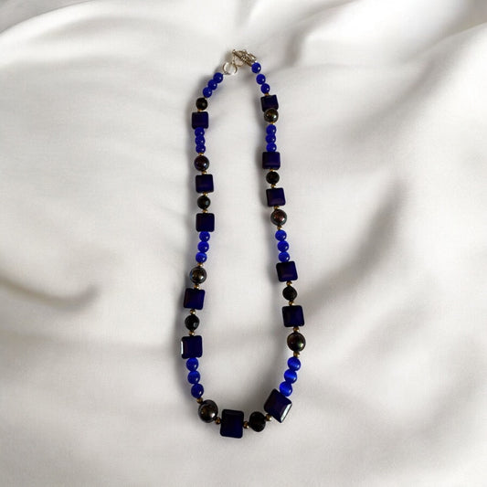 Navy blue bead necklace