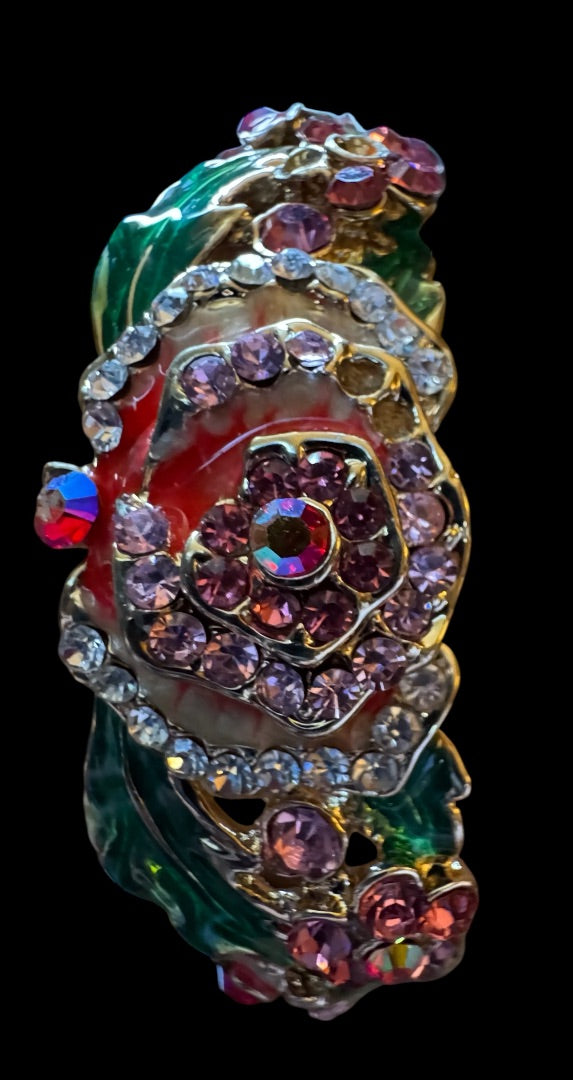 Goldtone Flower Clasp Bangle Bracelet