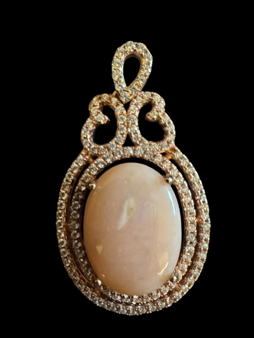 Pink stone rose gold over 925 pendant