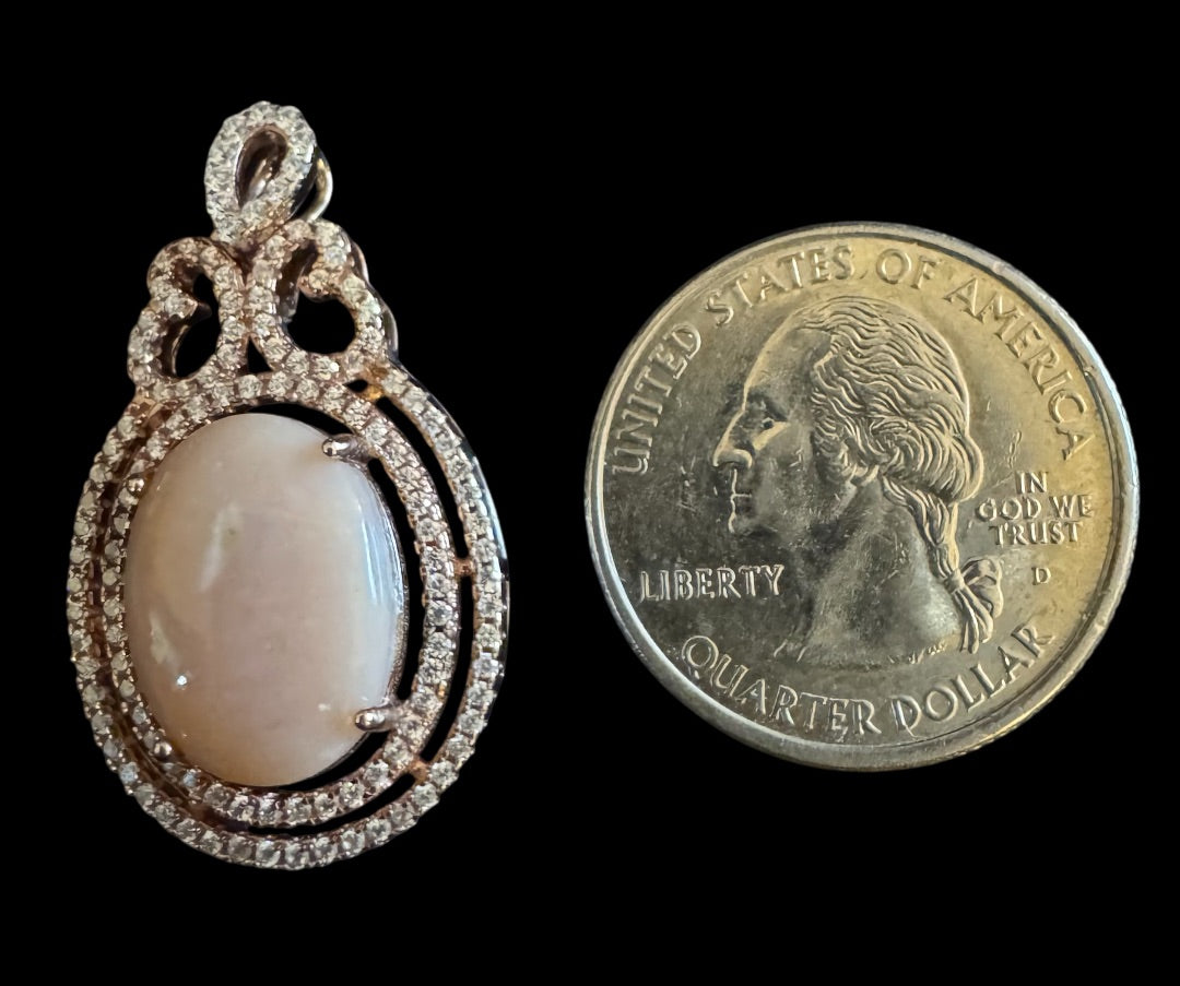 Pink stone rose gold over 925 pendant