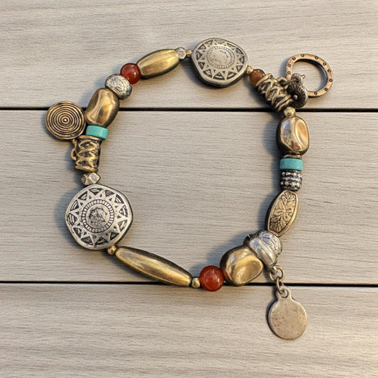 Multi color, charm stretchy bracelet