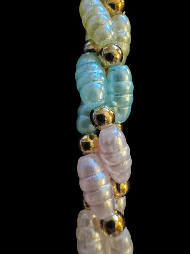 Twisted blue/pink/white/purp faux pearl necklace