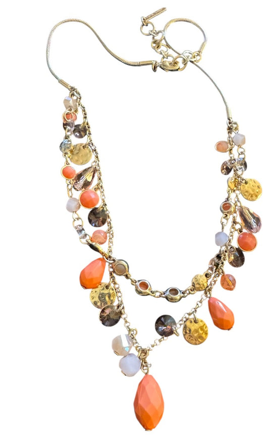 Nine West orange goldtone necklace