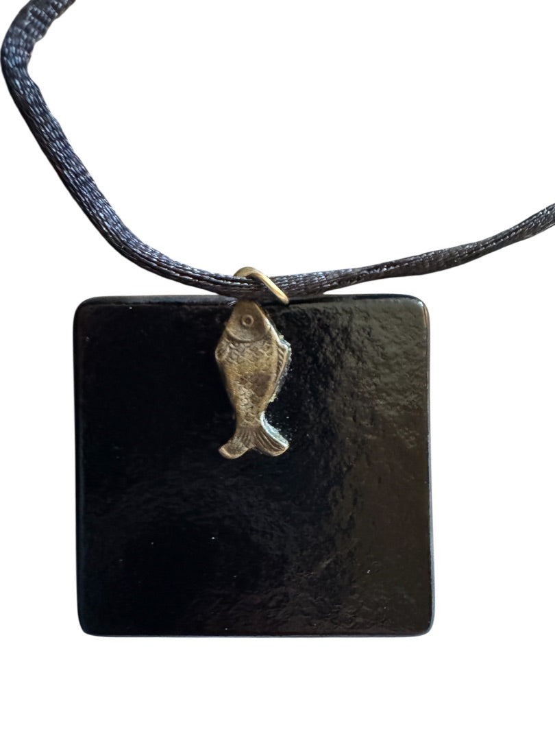 Dichroic glass Cat Pendant w/cord