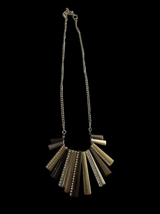 Silver black gold tones choker necklace