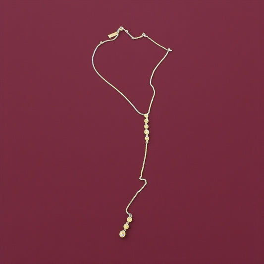 INC Silvertone Clear Lariat necklace