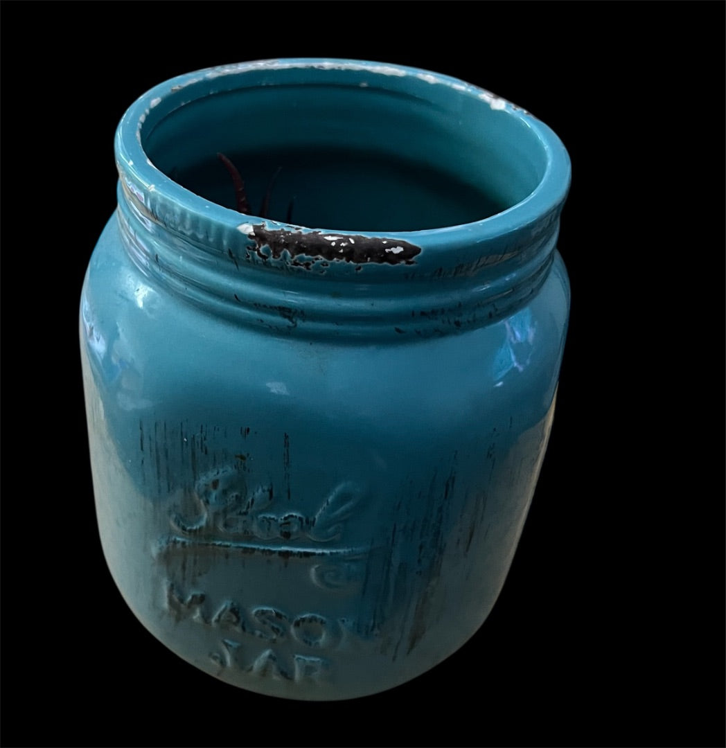 Teal Mason crock