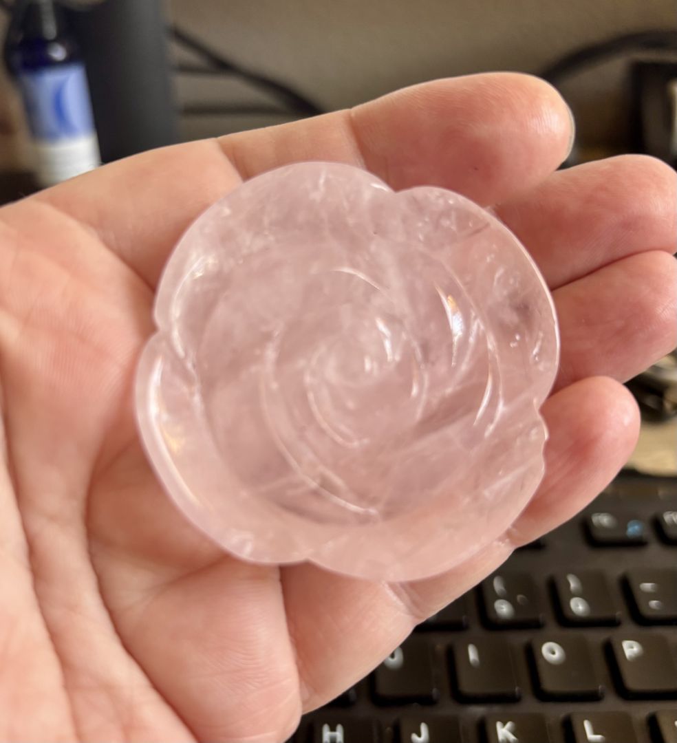 Pink Quartz Carved Rose