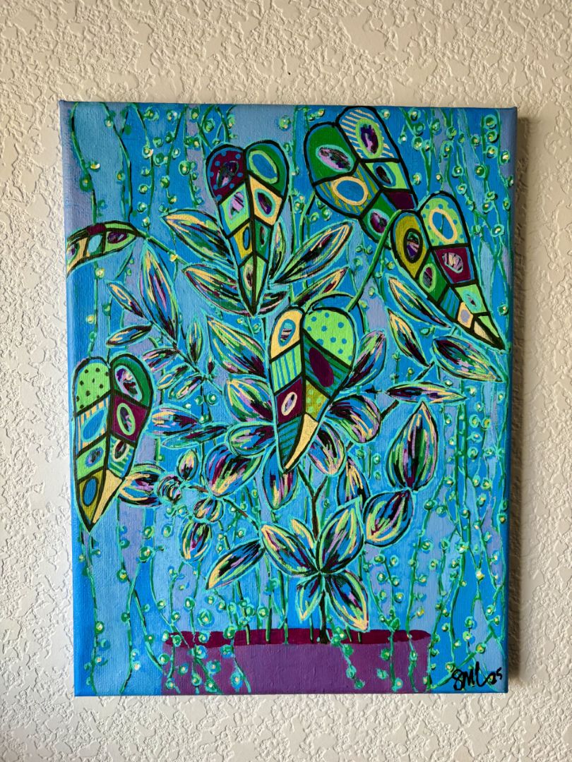 Hand-Painted Acrylic Painting on Canvas, 6x12"