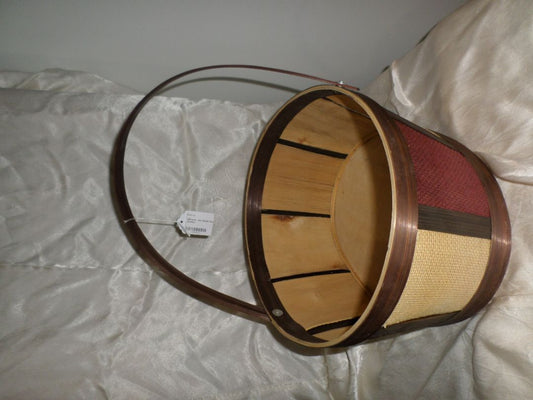 Maroon and White Wooden Basket