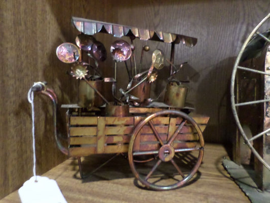 Vintage Copper / Tin Flower Cart