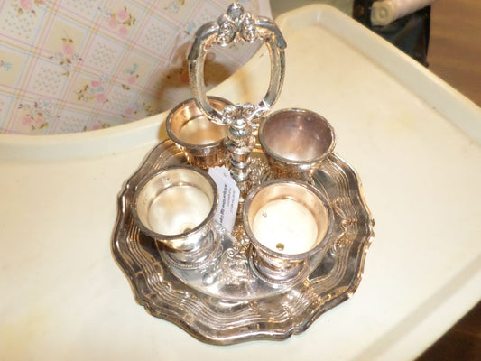 Antique Silver Egg Cups w/ Tray