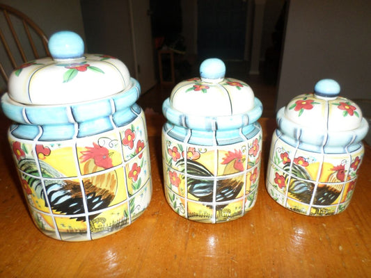 Rooster Canisters - Set of 3