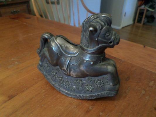 Silver-plated Rocking Horse Coin Bank