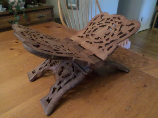 Vintage Hand-Carved Folding Book Stand