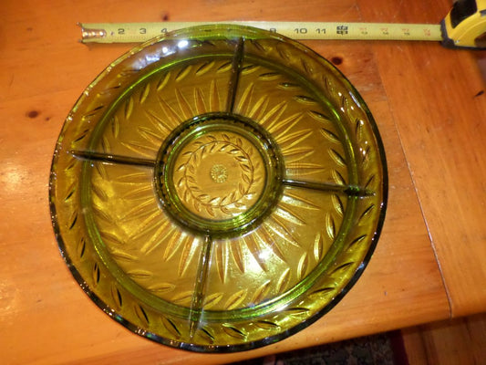 Vintage  Indiana Avocado / Green Glass Platter