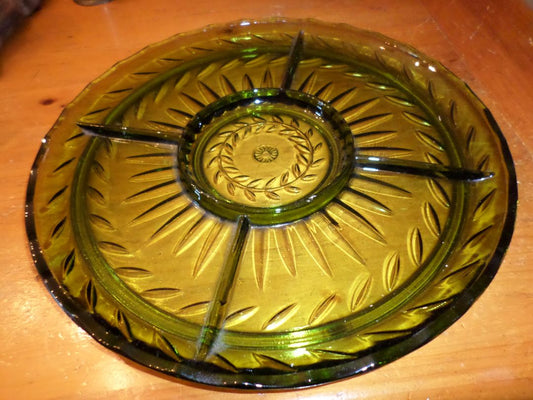 Vintage  Indiana Avocado / Green Glass Platter