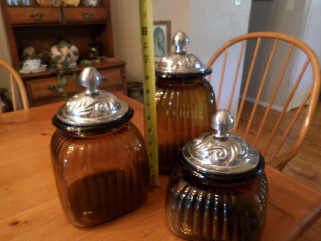 Vintage Ribbed Glass Canisters - Set of 3