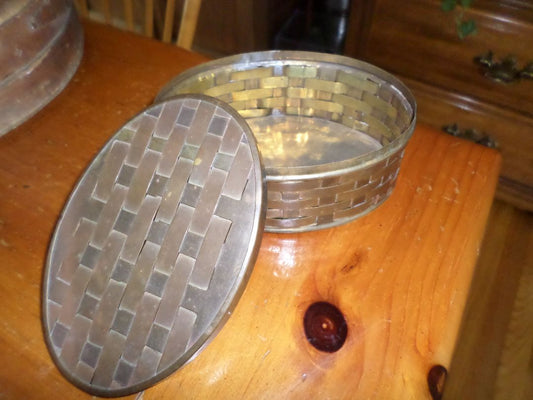 Vintage Woven Brass Box