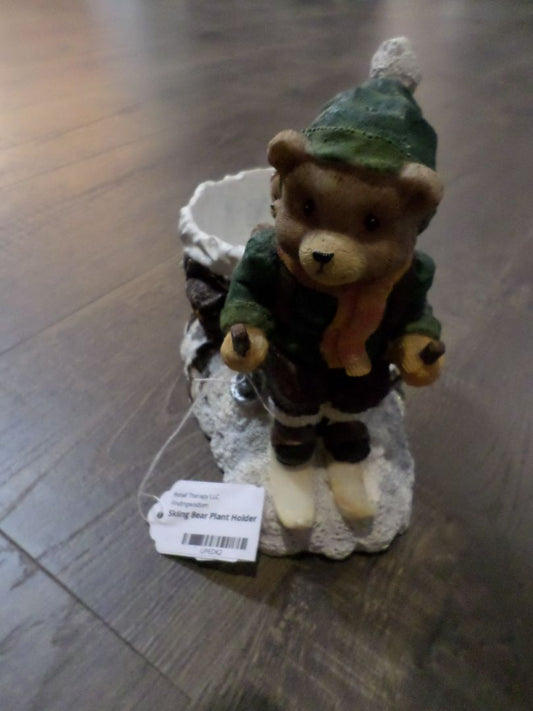 Skiing Bear Plant Holder