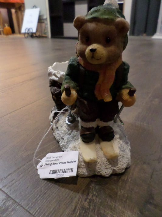 Skiing Bear Plant Holder