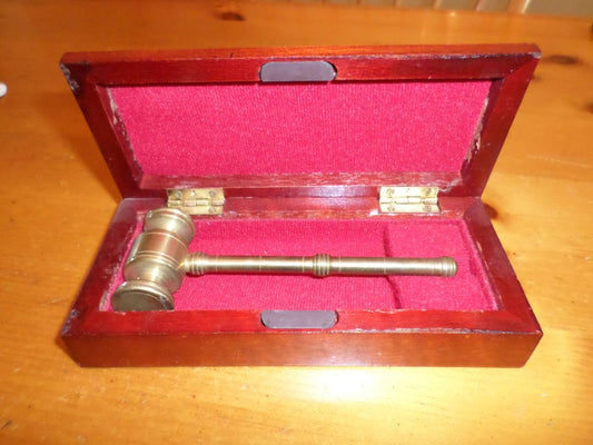 Brass Gavel with lined case