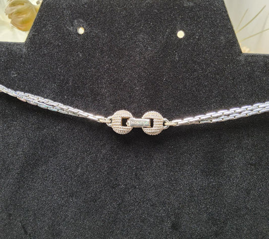 Vintage 1970's MONET Silver Tone PAGODA TASSEL Traviata Necklace Vintage