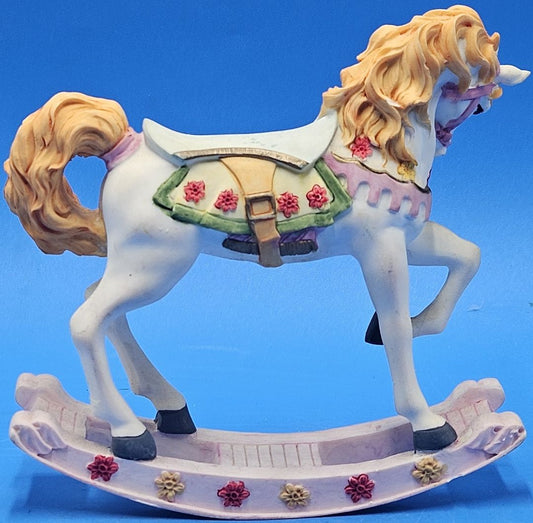Multi-Colored Two Ceramic Rocking Horse Figurines