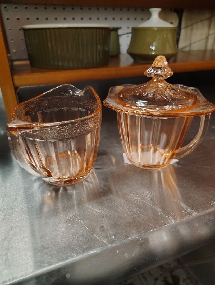 amber Jeanette? Depression Glass Cream and Sugar 3pc
