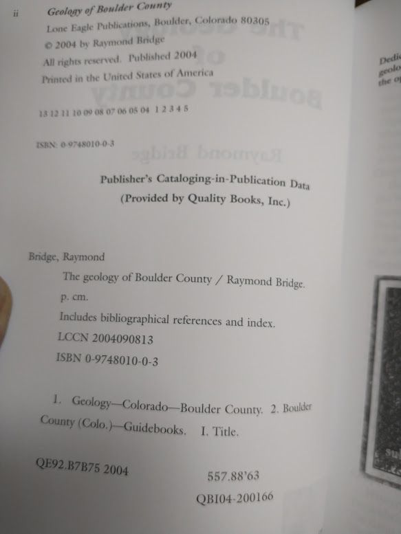 Geology of Boulder County paperback