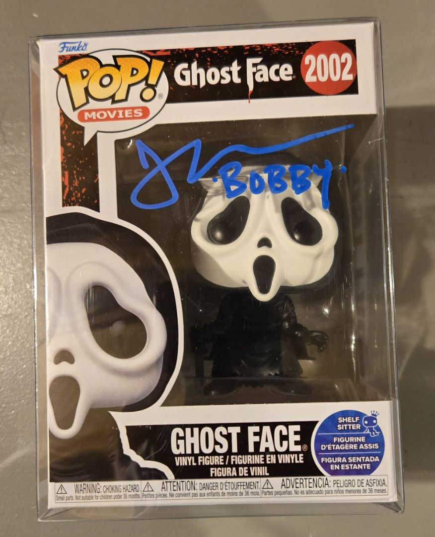 Ghostface Shelf-sitter Funko Pop signed by Jon Abrahams