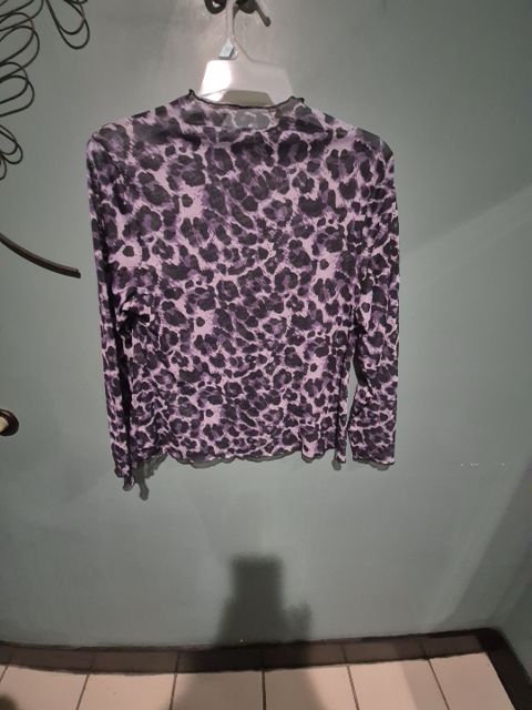 Purple animal print Shein Sheer Long Sleeve over shirt