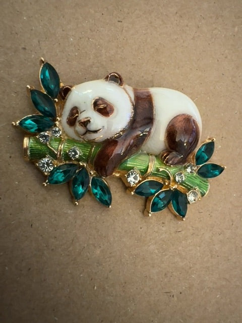 Panda on a limb brooch