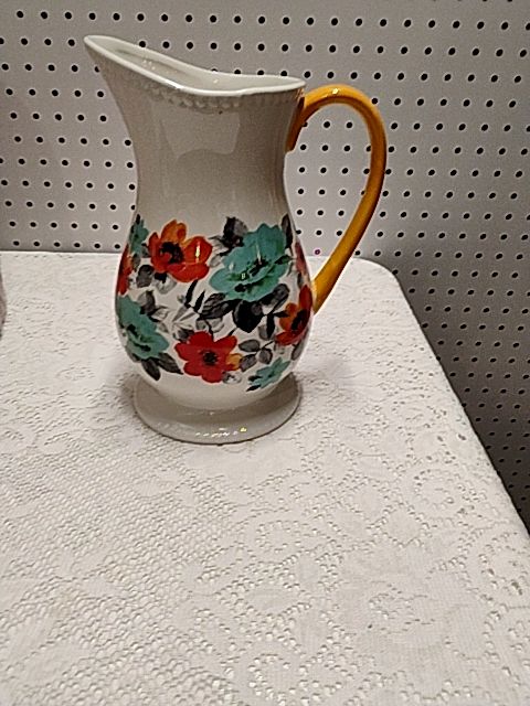 White with floral pattern The Pioneer Woman Watering Pitcher