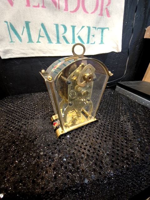 Hand Painted Blk Schatz Mantle Clock, 4" × 2" × 5.5"