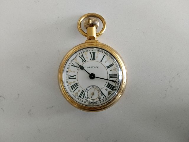 GOLD Westclox Working Pocket Watch, 16 Size