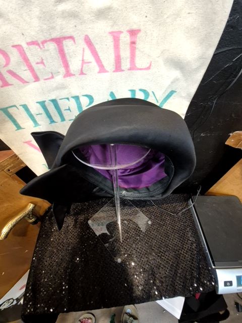 Black Black Silk 50's Hat w/Silk Bow