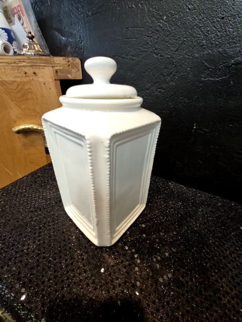 Ivory Porcelain Coffee Canister, 4.5 x 9
